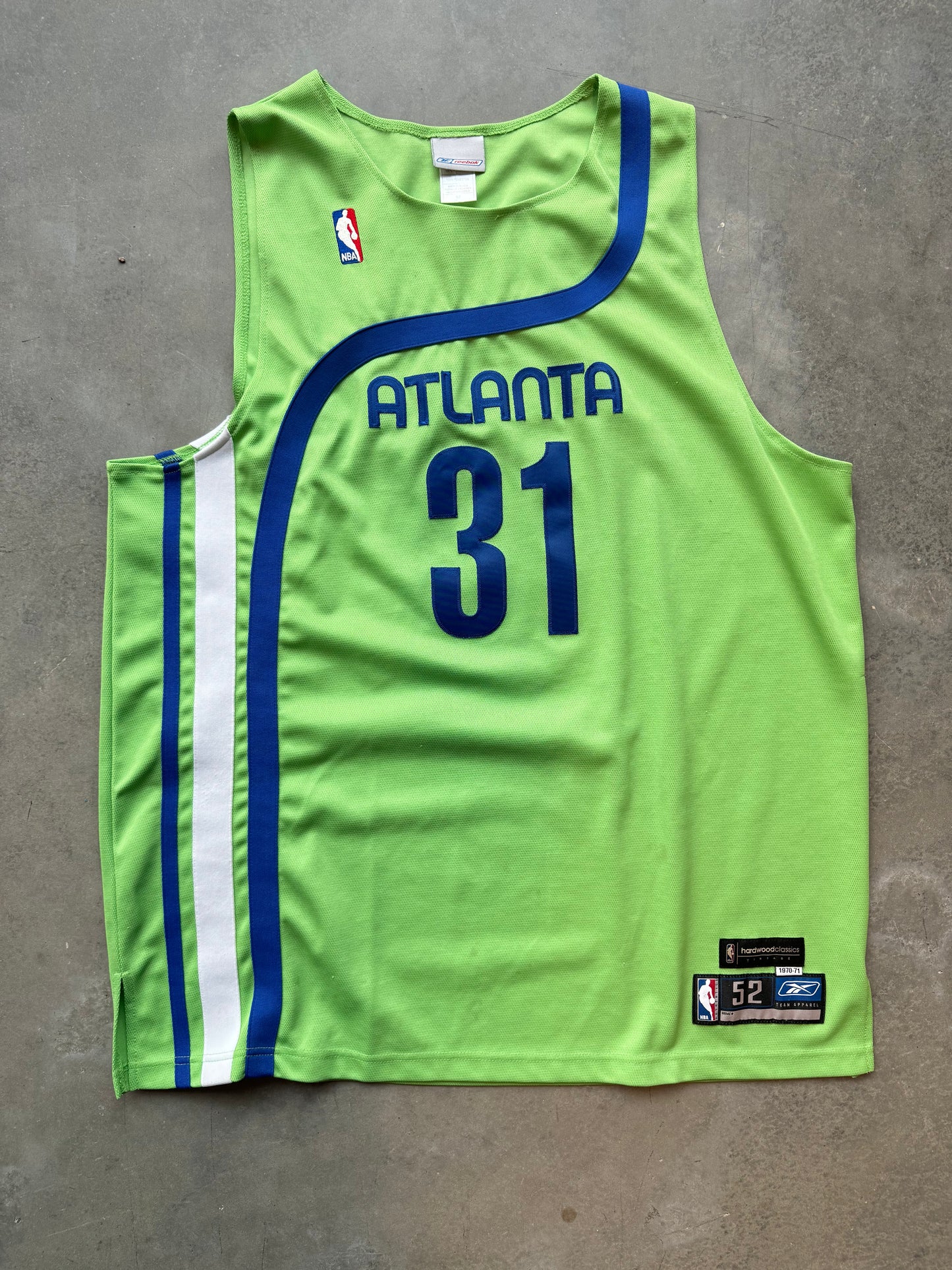 00’s Atlanta Hawks Jason Terry 1970-71 Green Reebok Fully Stitched NBA Throwback Authentic Jersey (52/XXL)