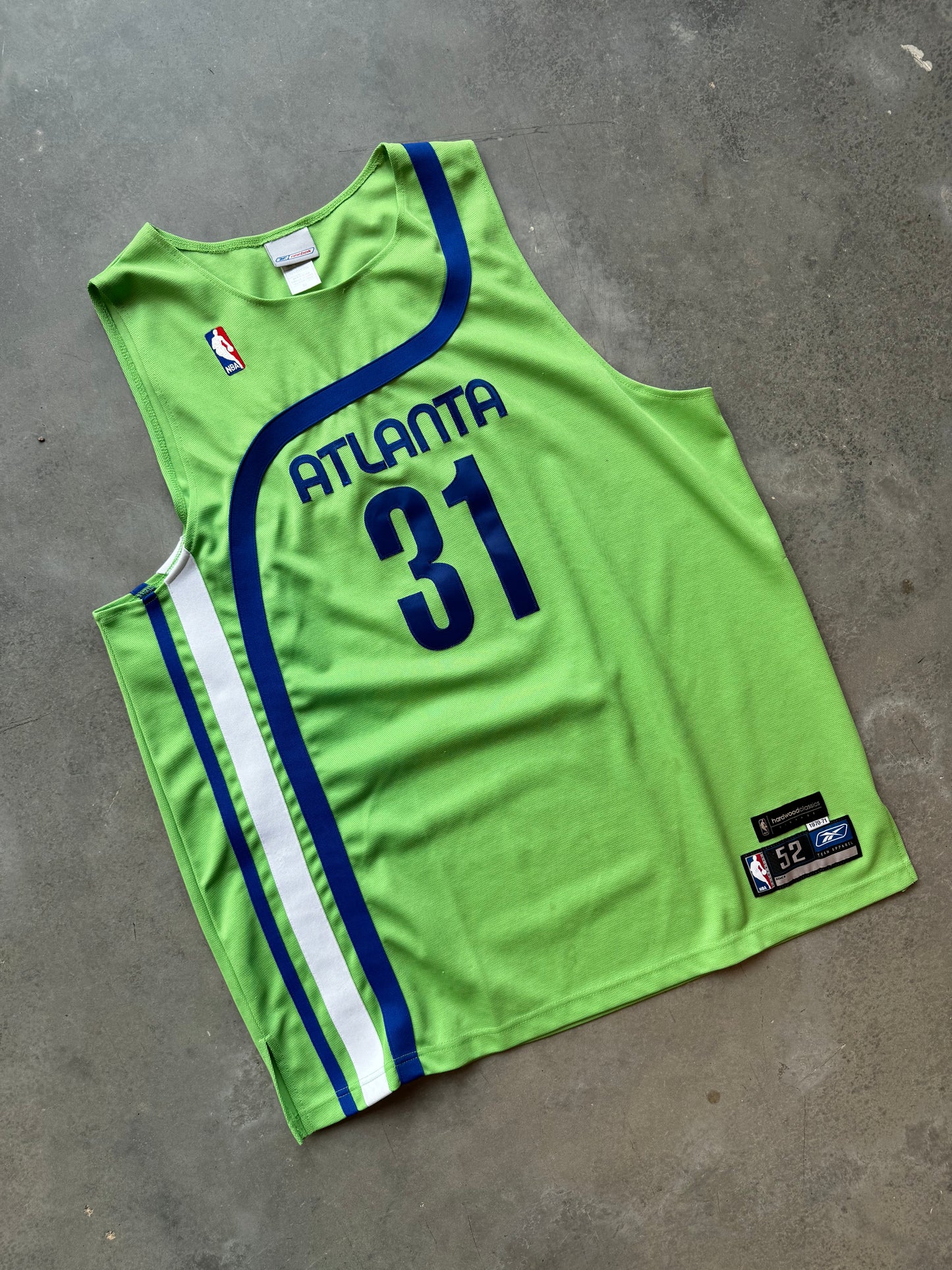 00’s Atlanta Hawks Jason Terry 1970-71 Green Reebok Fully Stitched NBA Throwback Authentic Jersey (52/XXL)