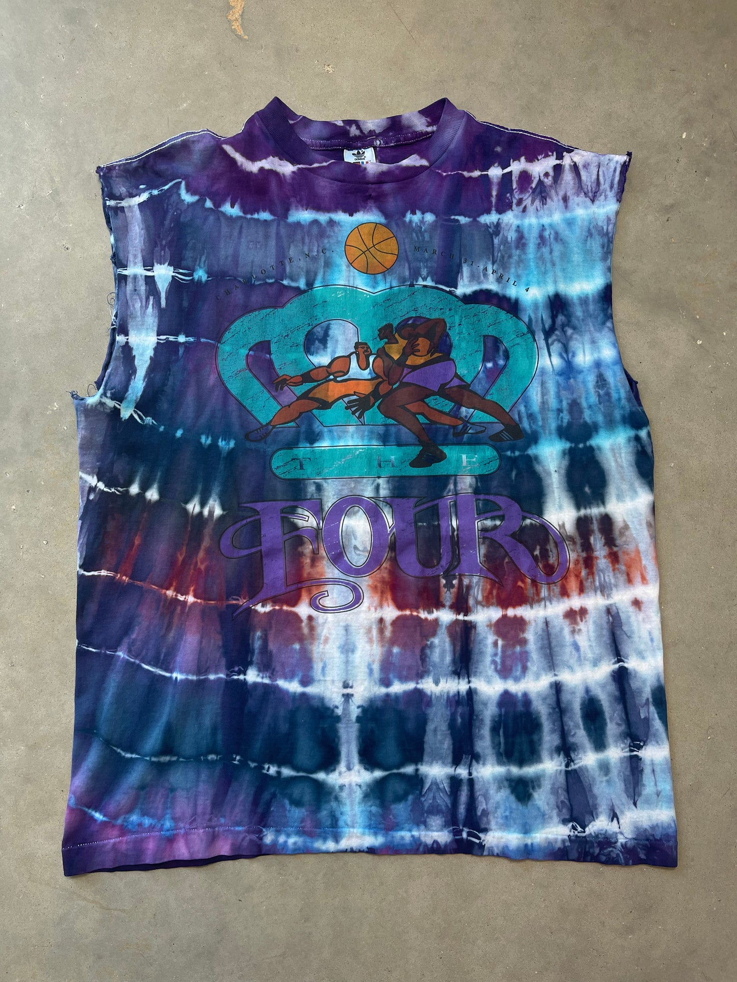 1994 Charlotte Final Four Adidas Basketball Vintage Custom Tie Dyed Tee (Large)