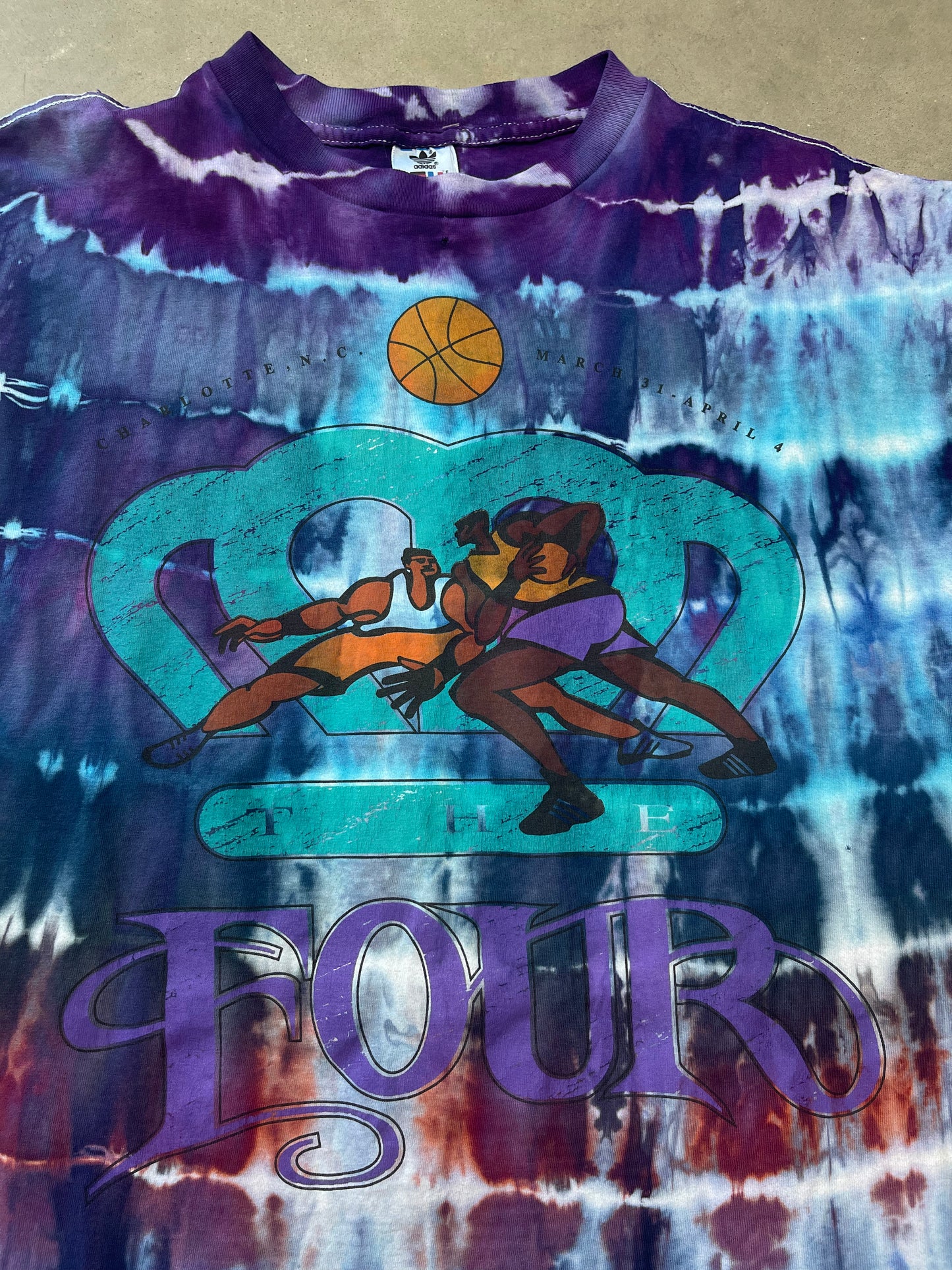 1994 Charlotte Final Four Adidas Basketball Vintage Custom Tie Dyed Tee (Large)