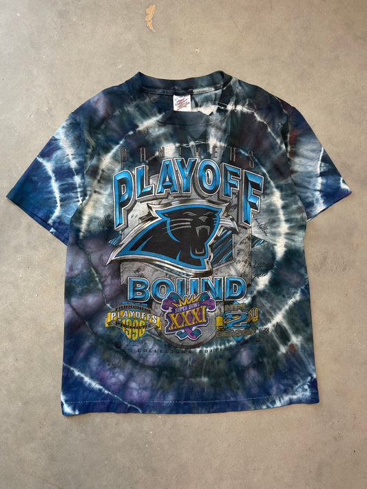 1996 Carolina Panthers “Playoff Bound” Vintage Custom Tie Dyed NFL Tee (Medium)