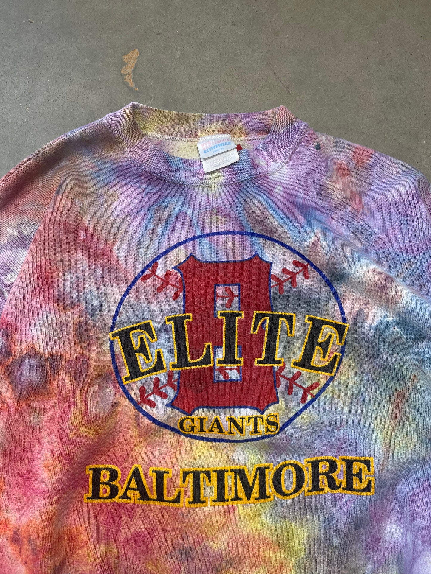 90’s Baltimore Elite Giants Vintage Custom Tie Dyed Negro League Baseball Crewneck (Large)