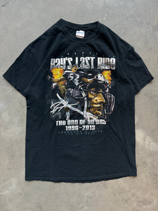 2013 Baltimore Ravens Ray Lewis “Ray’s Last Ride” Black NFL Tee (Medium)