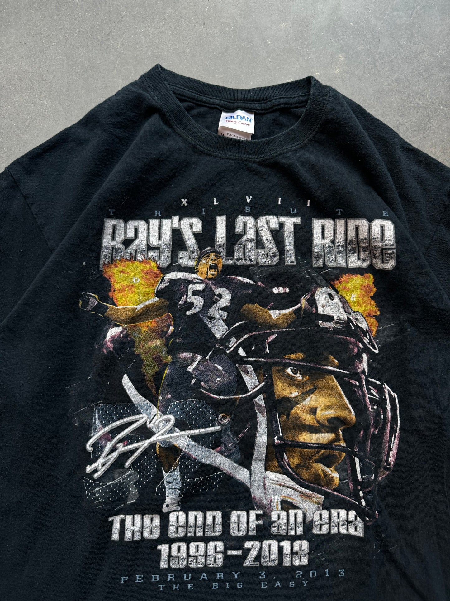 2013 Baltimore Ravens Ray Lewis “Ray’s Last Ride” Black NFL Tee (Medium)
