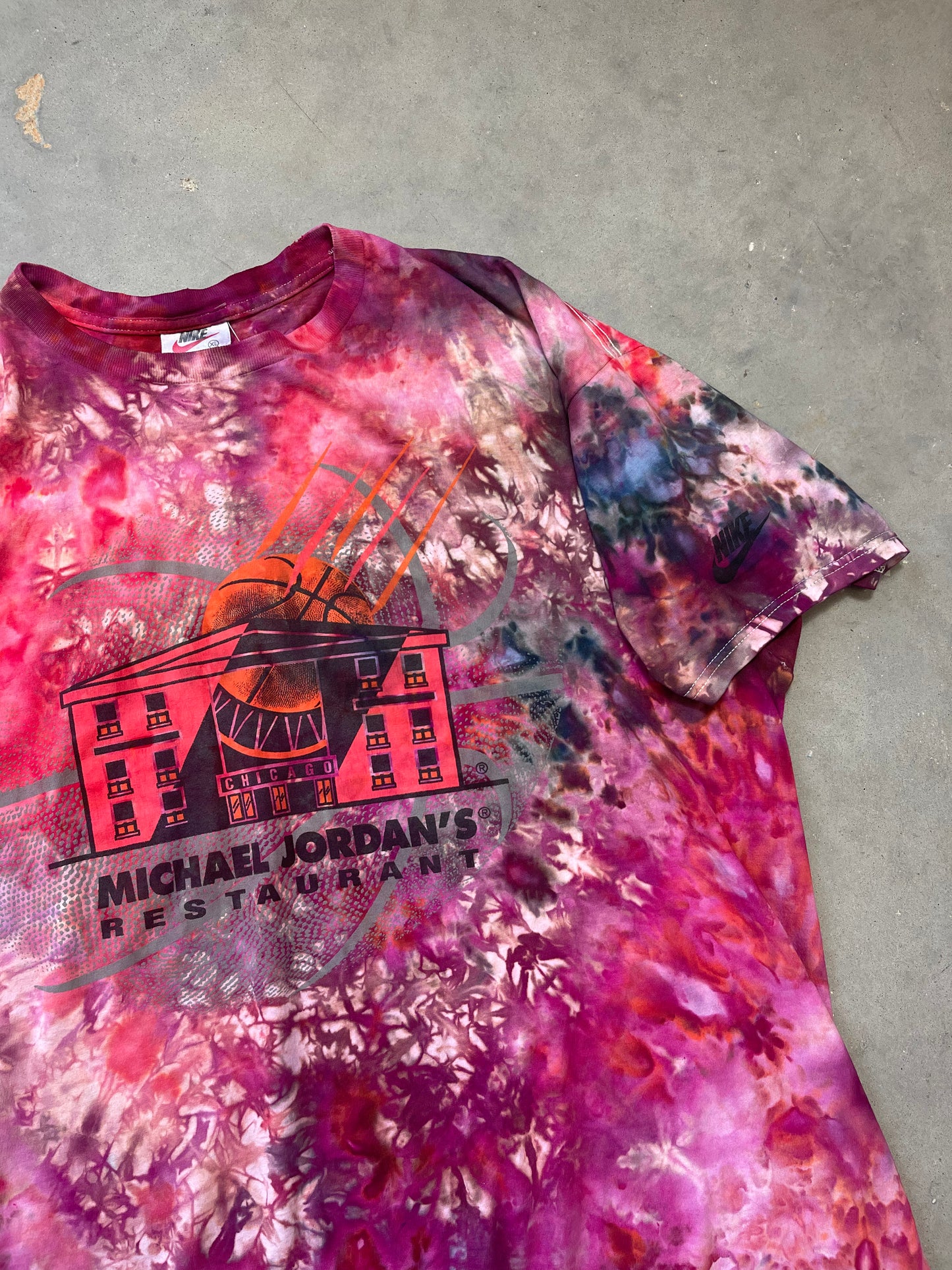 90’s Michael Jordan’s Restaurant Vintage Nike Custom Tie Dyed Tee (XL)