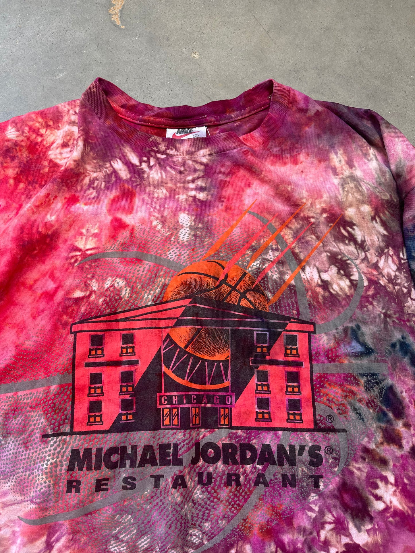 90’s Michael Jordan’s Restaurant Vintage Nike Custom Tie Dyed Tee (XL)