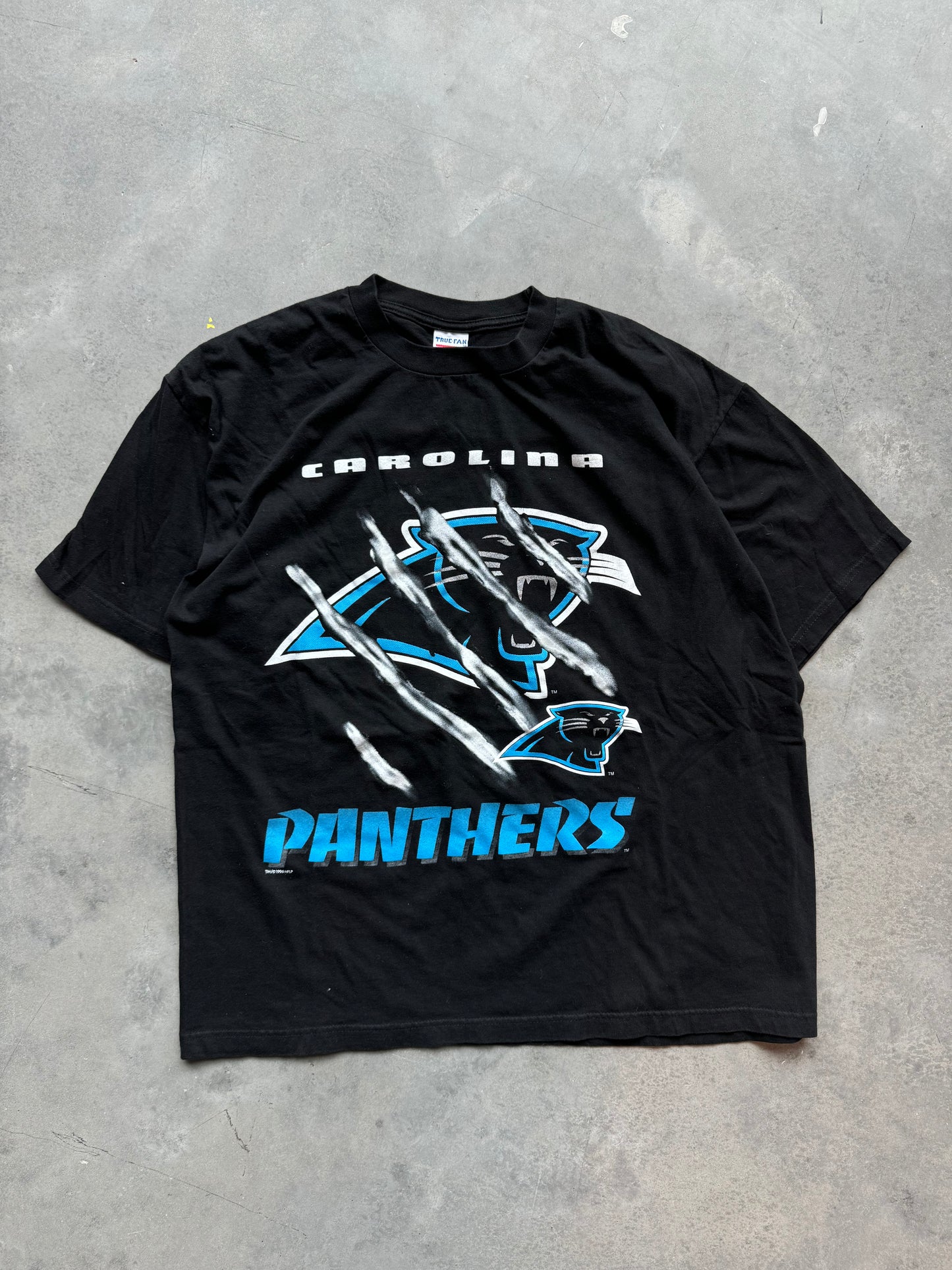 1996 Carolina Panthers Vintage Chrome Cat Scratch NFL Tee (XL)