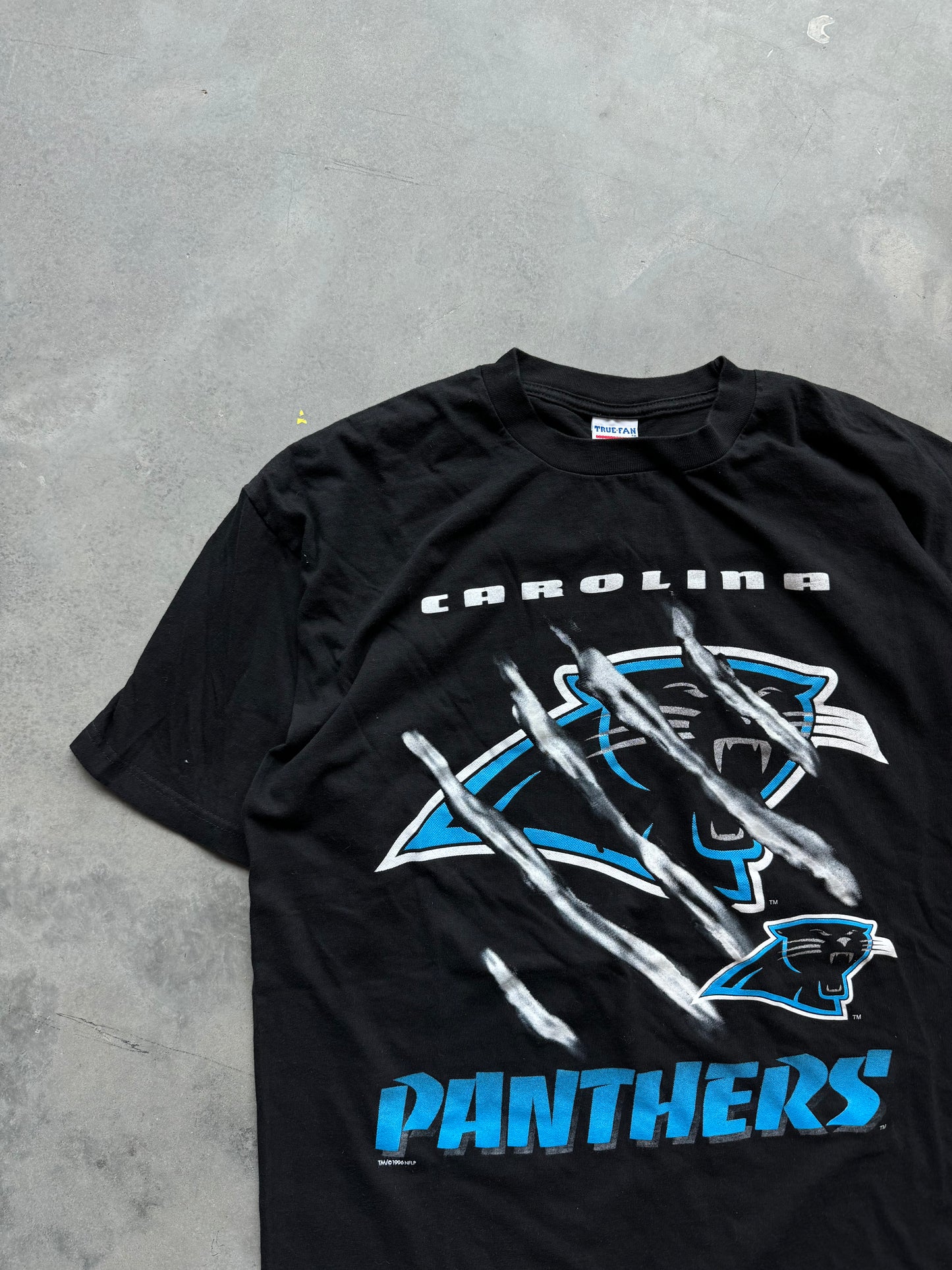 1996 Carolina Panthers Vintage Chrome Cat Scratch NFL Tee (XL)