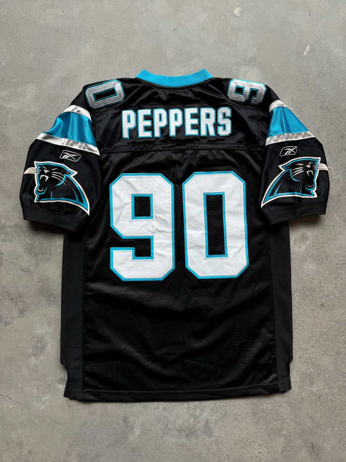 00’s Carolina Panthers Julius Peppers Vintage Reebok Stitched On Field Authentic NFL Jersey (48/XL)