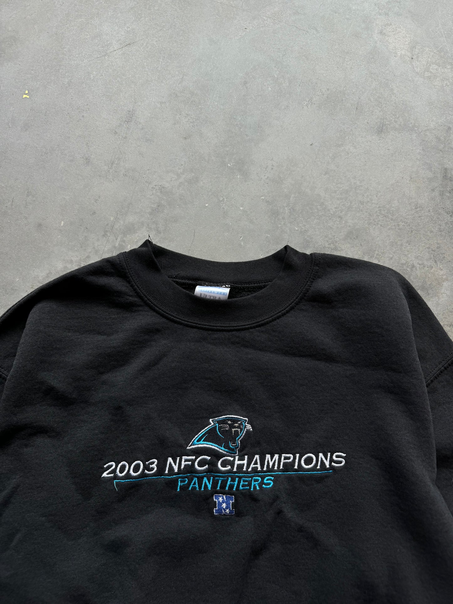 2003 Carolina Panthers Vintage NFC Champions Embroidered NFL Crewneck (Medium)