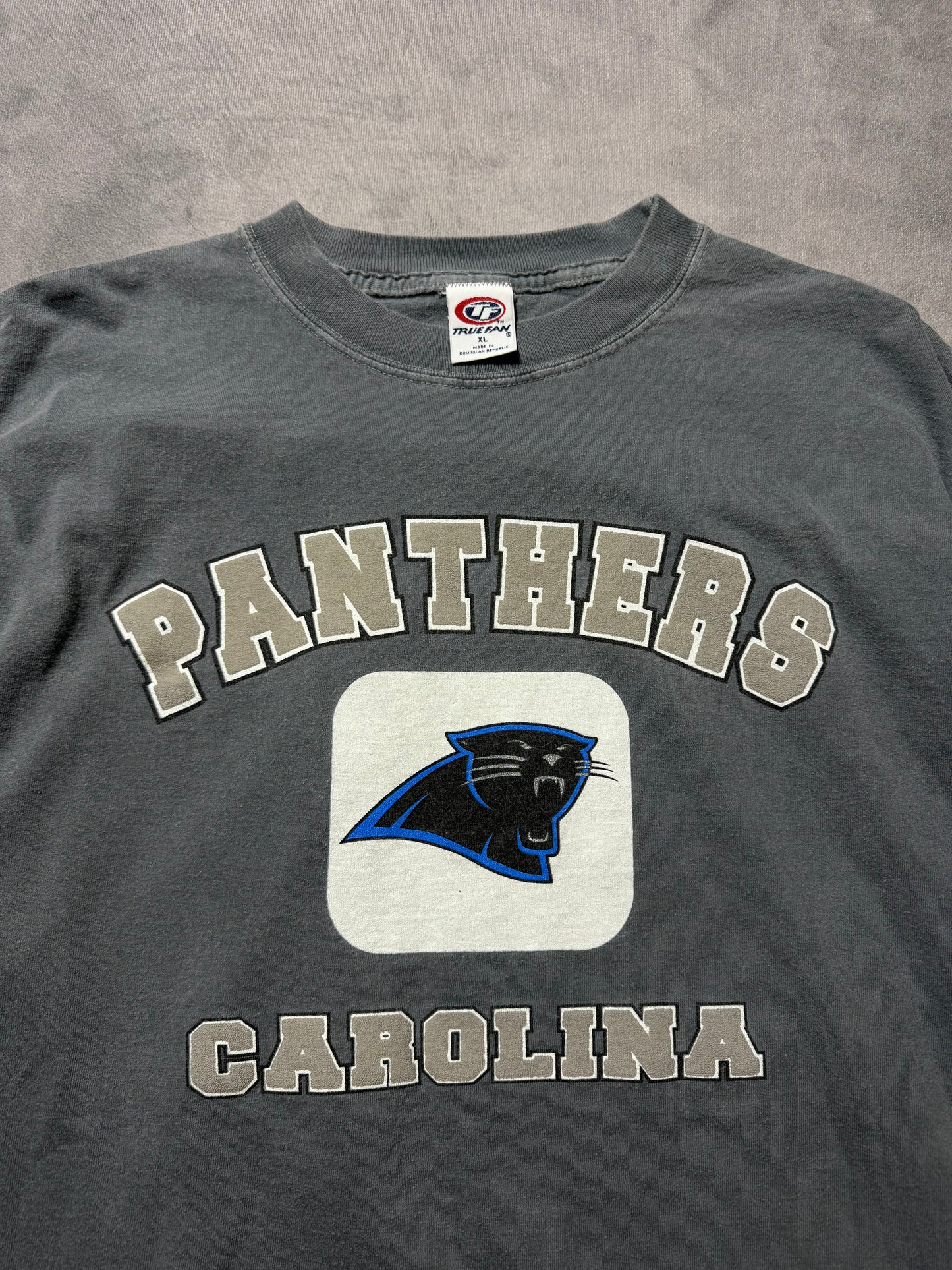 90’s Carolina Panthers Vintage Grey Overdyed Style NFL Graphic Tee (XL)