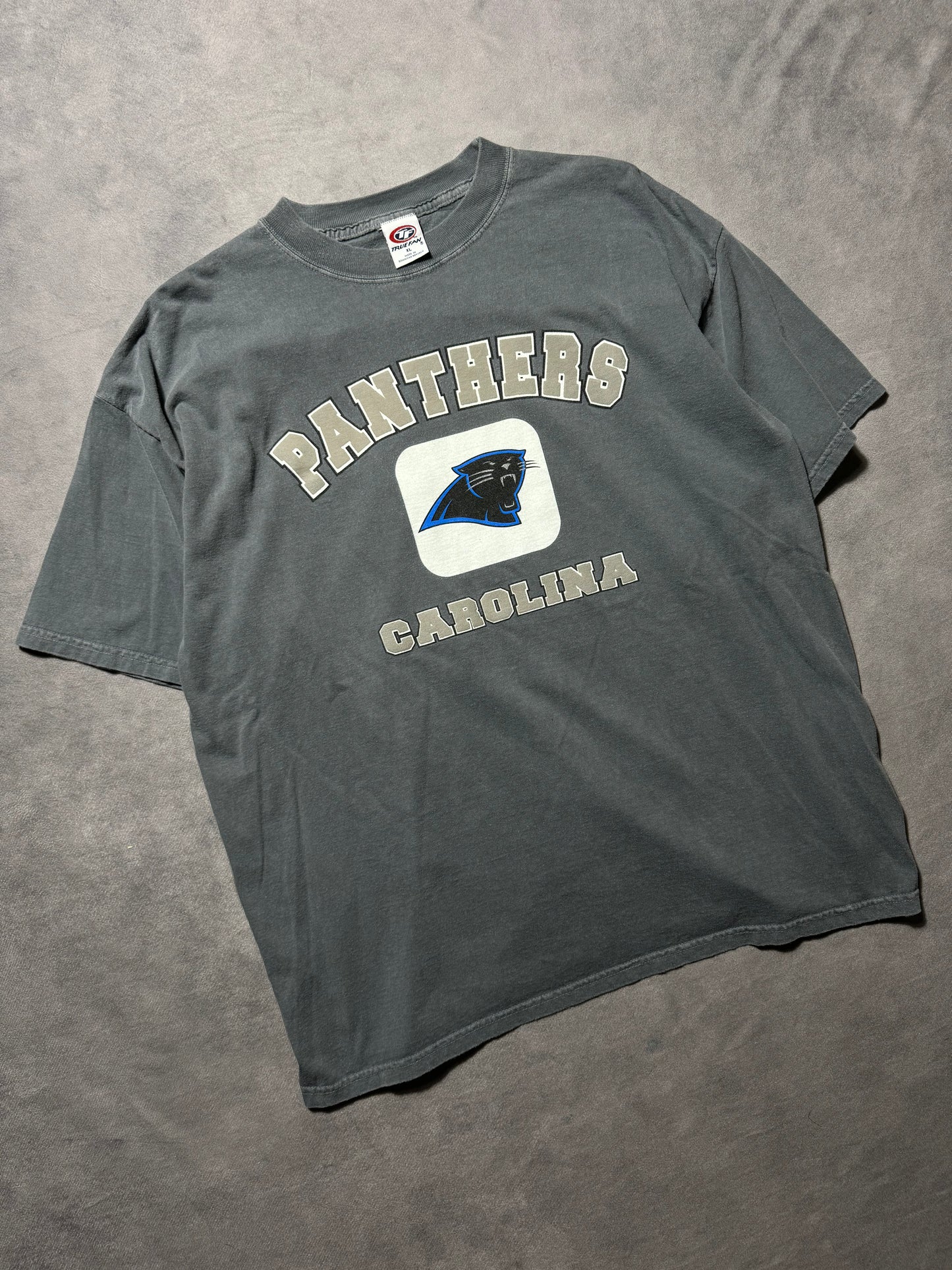 90’s Carolina Panthers Vintage Grey Overdyed Style NFL Graphic Tee (XL)