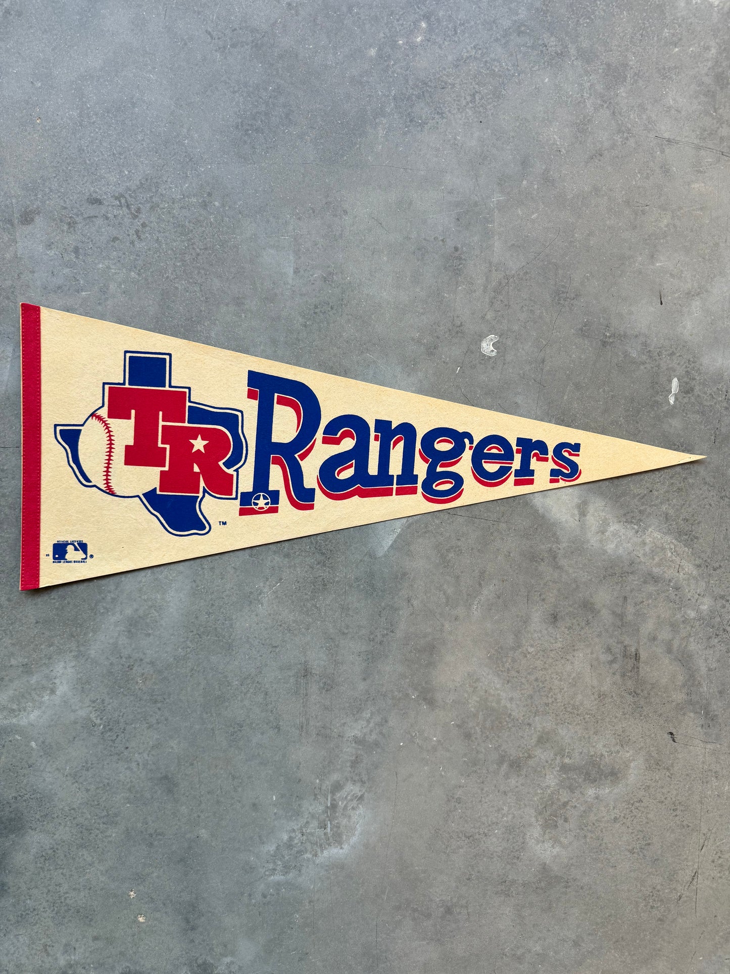 80’s Texas Rangers Vintage Cream Off White MLB Pennant