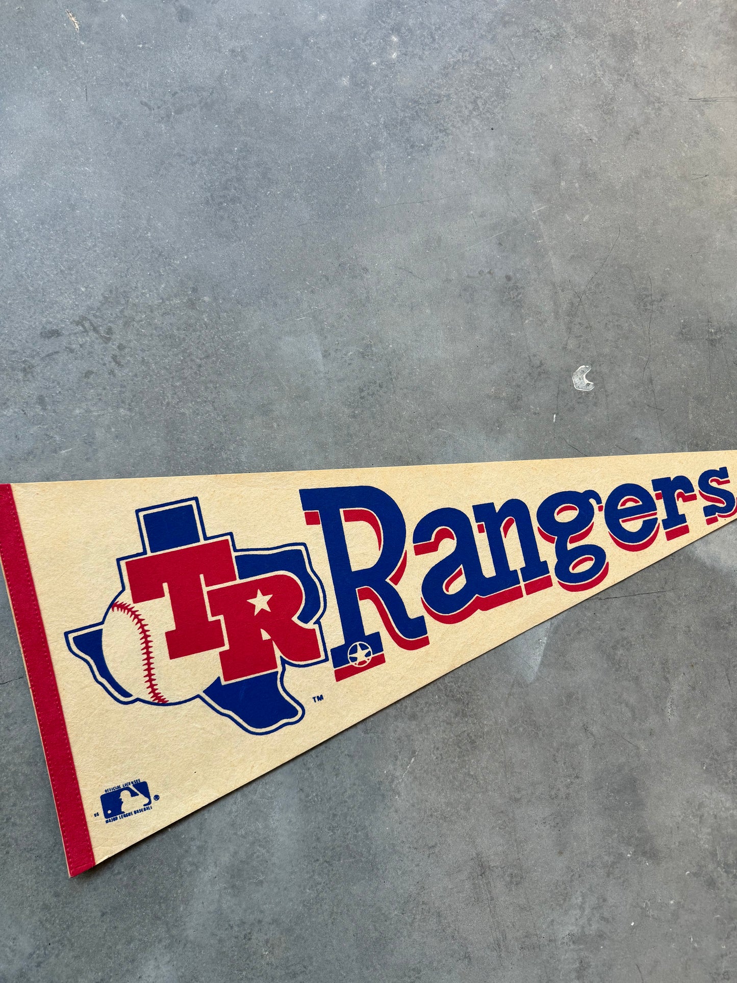 80’s Texas Rangers Vintage Cream Off White MLB Pennant