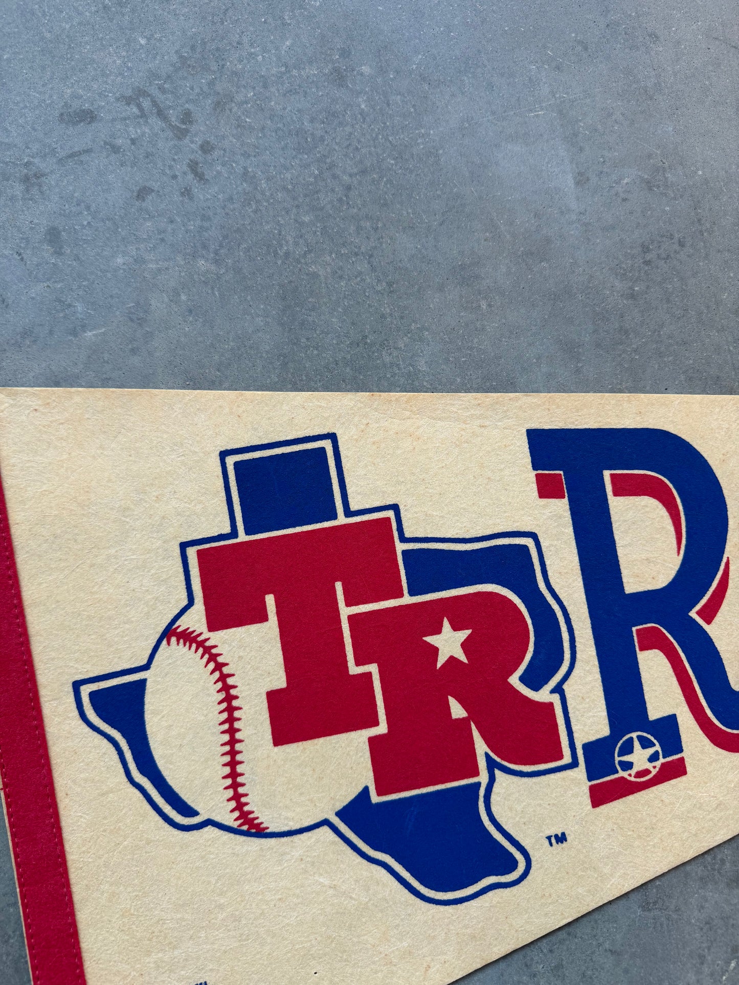 80’s Texas Rangers Vintage Cream Off White MLB Pennant