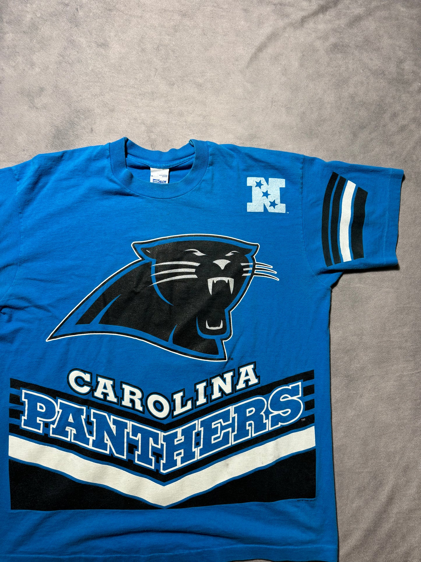 1995 Carolina Panthers Vintage Salem Sportswear Big Print Inaugural Season NFL Tee (XL)