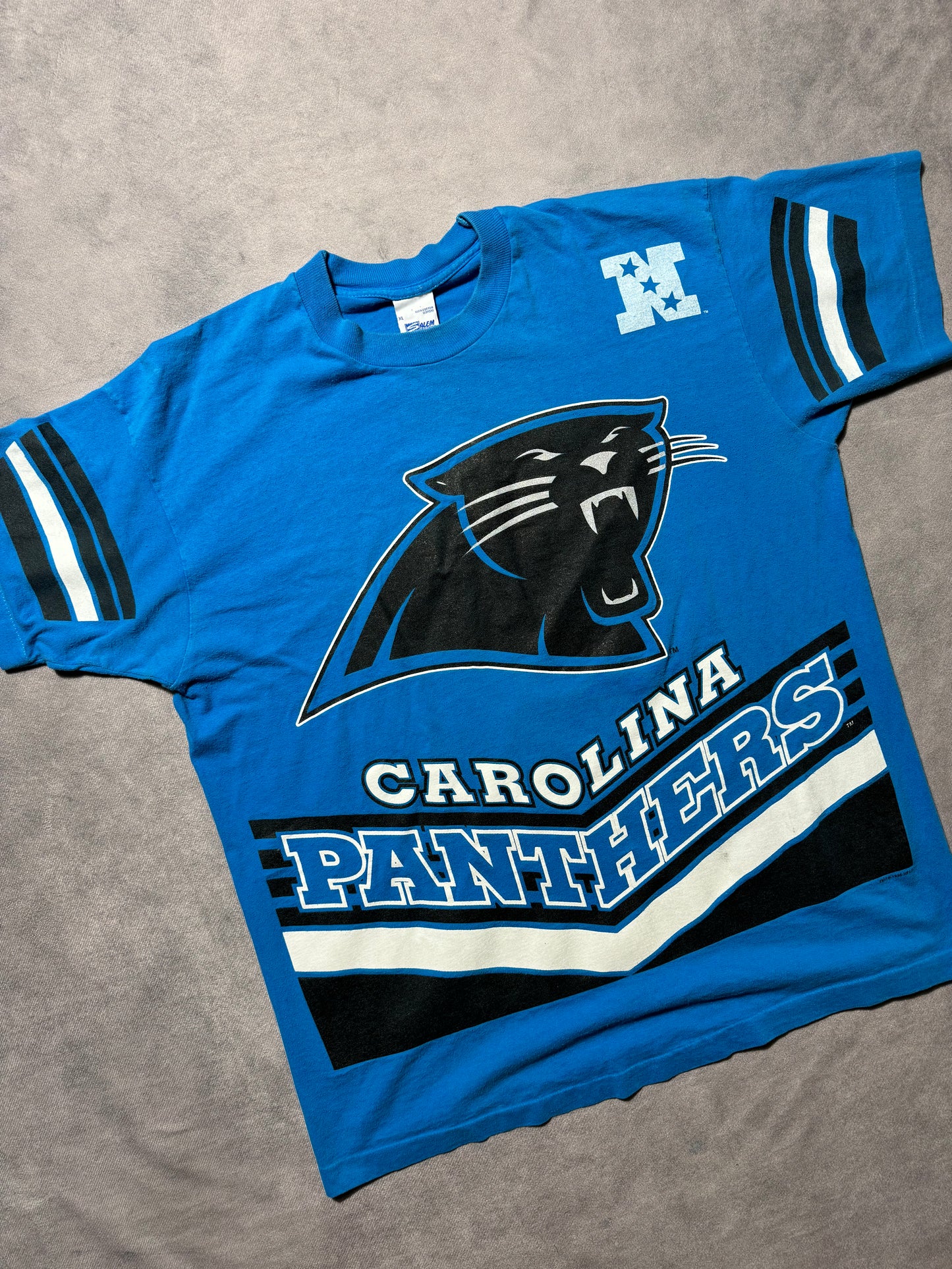 1995 Carolina Panthers Vintage Salem Sportswear Big Print Inaugural Season NFL Tee (XL)