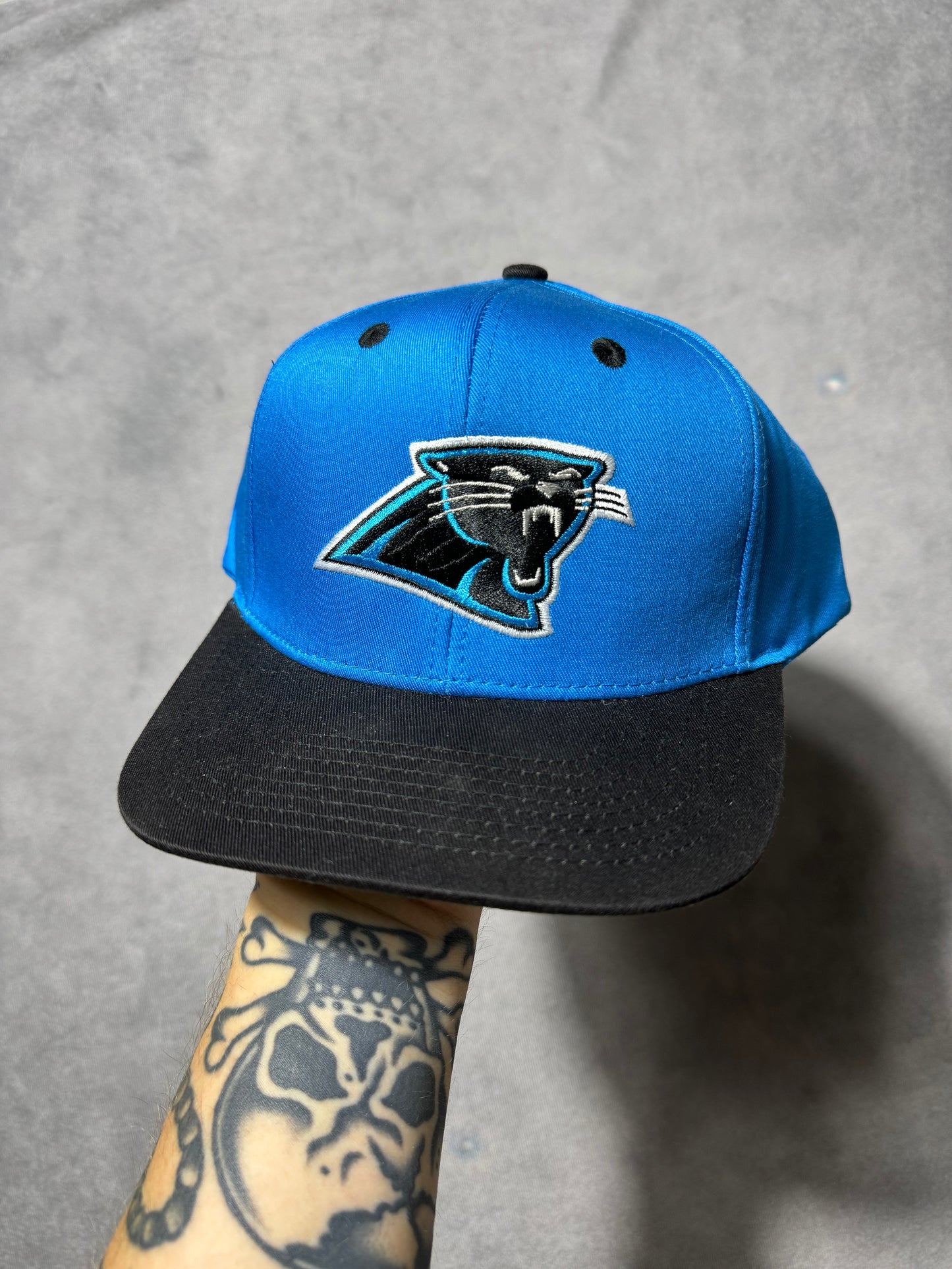 00’s Carolina Panthers Vintage Blue/Black Plain Logo NFL Snapback Hat - Deadstock (OSFA)