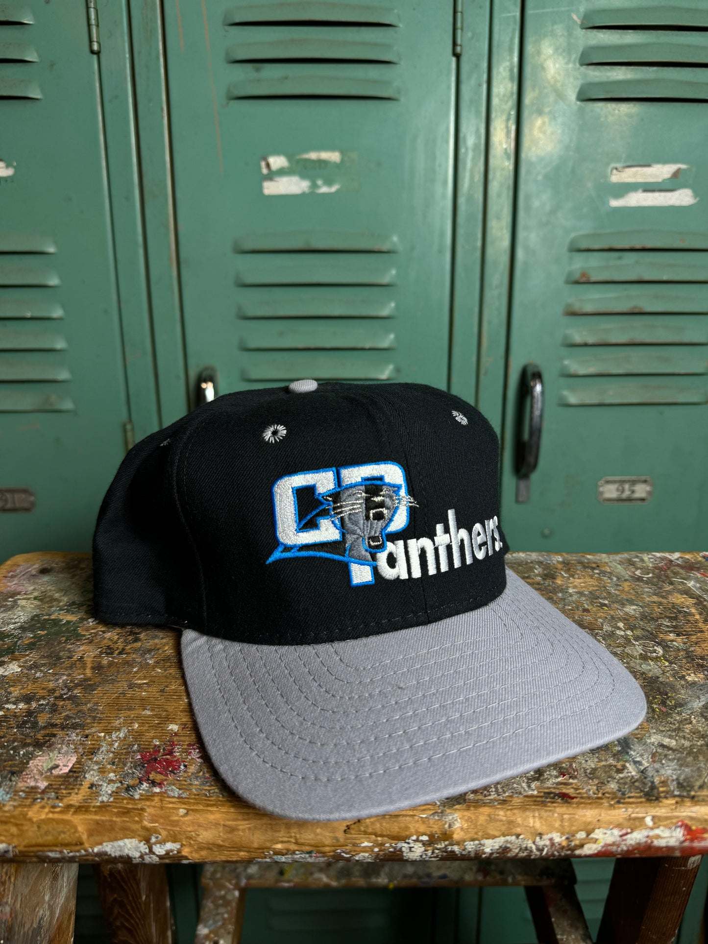 90’s Carolina Panthers Vintage New Eta Interlocking Logo NFL Snapback Hat (OSFA)