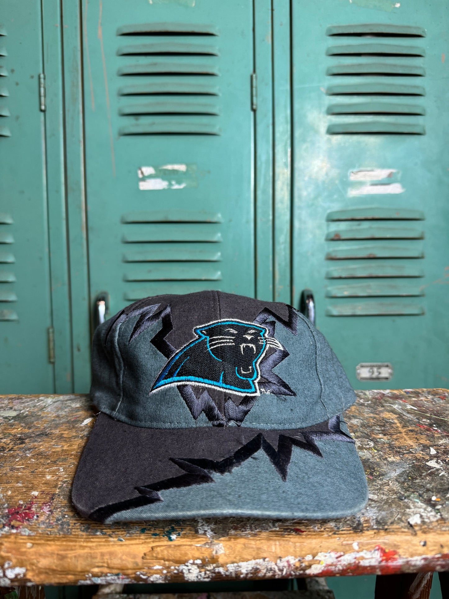 90’s Carolina Panthers Vintage Drew Pearson Tonal Shockwave Strapback NFL Hat (OSFA)