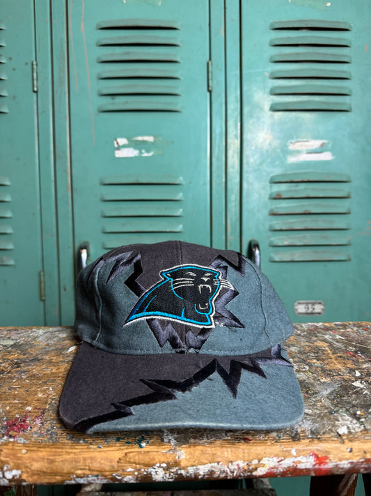 90’s Carolina Panthers Vintage Drew Pearson Tonal Shockwave Strapback NFL Hat (OSFA)