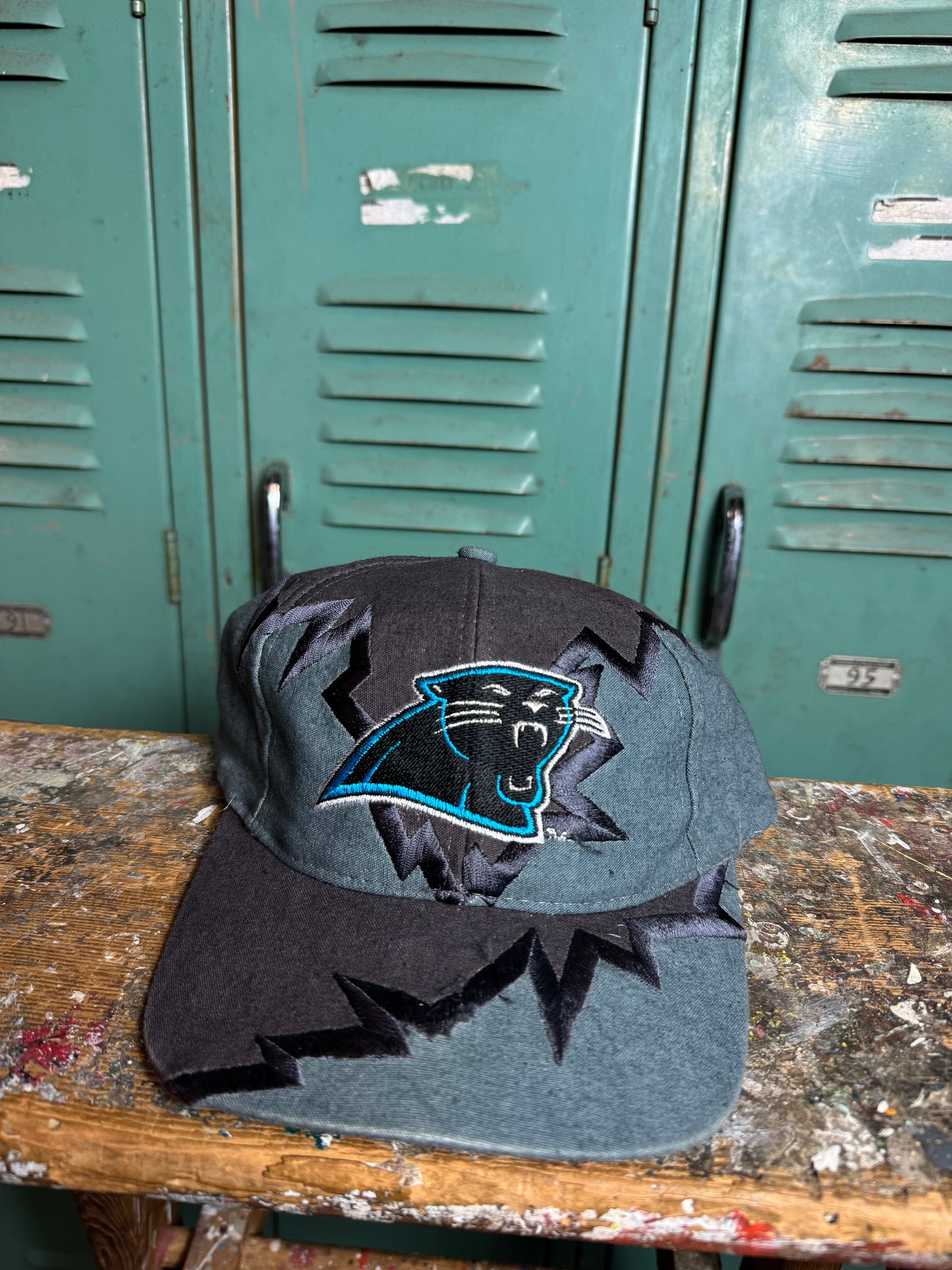 90’s Carolina Panthers Vintage Drew Pearson Tonal Shockwave Strapback NFL Hat (OSFA)