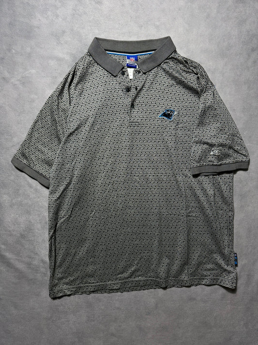 00’s Carolina Panthers Vintage Reebok All Over Print NFL Golf Collared Polo Shirt (XL)