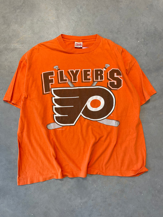 1992 Philadelphia Flyers Vintage Orange Big Logo NHL Hockey Tee (XXL)