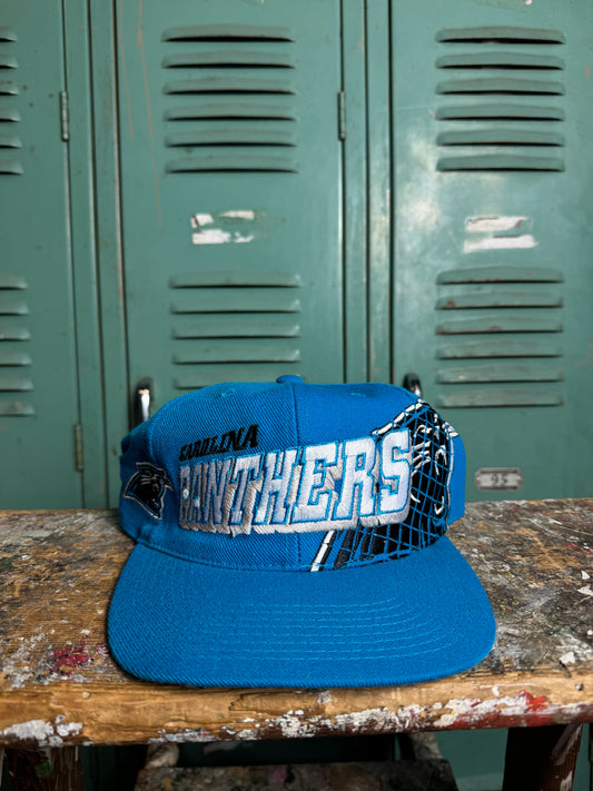 90’s Carolina Panthers Vintage Sports Specialties Grid Electric Blue NFL Snapback Hat (OSFA)