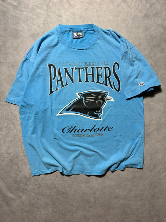 1995 Carolina Panthers Vintage Faded Blue Lee Sport Inaugural Season NFL Tee (XXL)