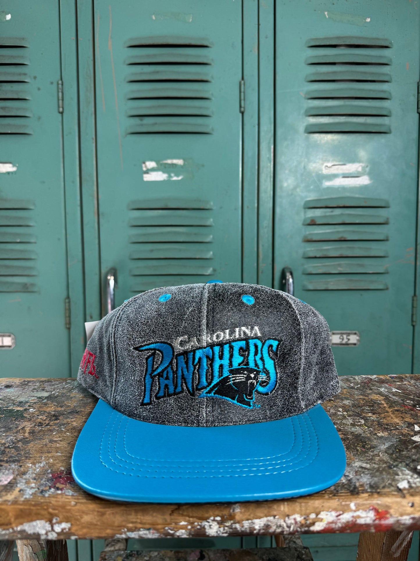 90’s Carolina Panthers Vintage Leather NFL Snapback Hat - Deadstock (OSFA)