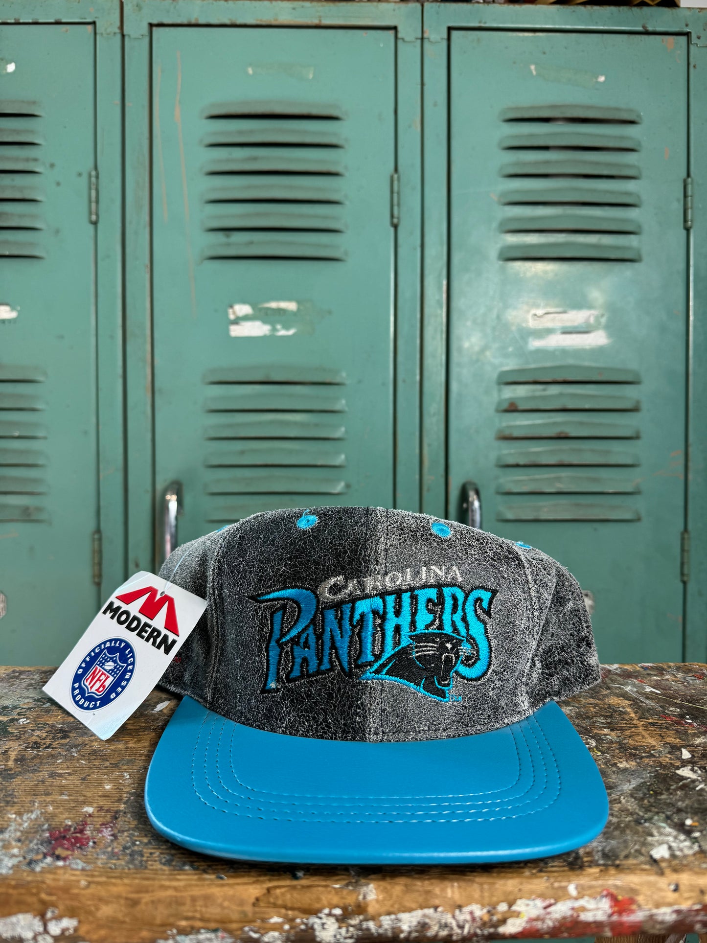 90’s Carolina Panthers Vintage Leather NFL Snapback Hat - Deadstock (OSFA)