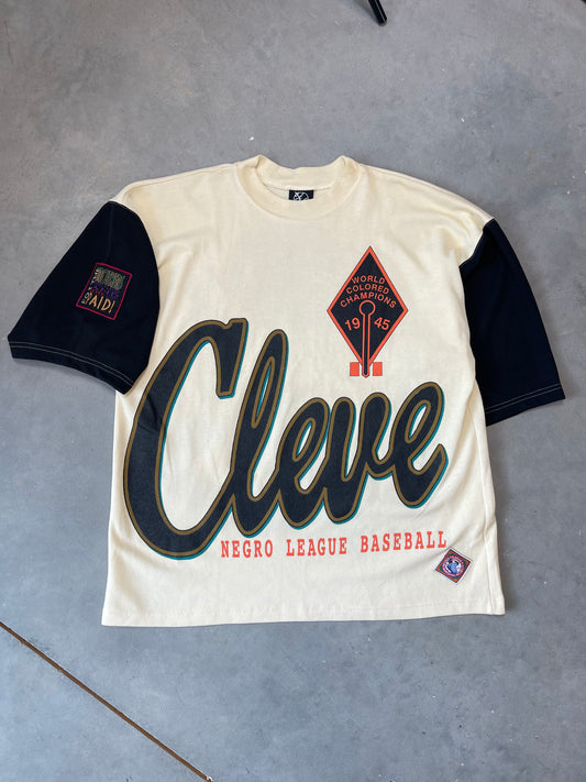 90’s Cleveland Buckeyes Vintage Negro League Baseball Full Print Colorblocked Tee (XXL)