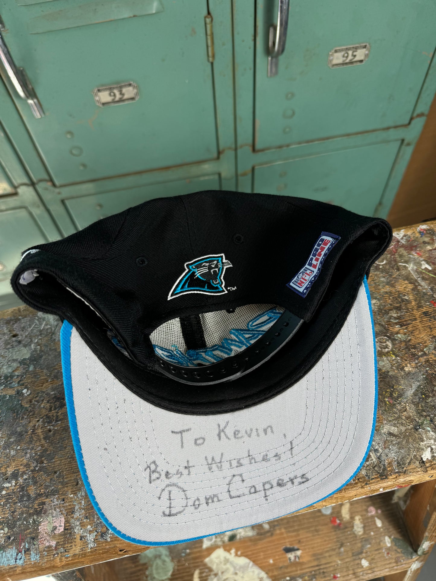 1995 Carolina Panthers Vintage Reebok Pro Line Cat Scratch Font NFL Snapback Hat - Signed by Dom Capers (OSFA)