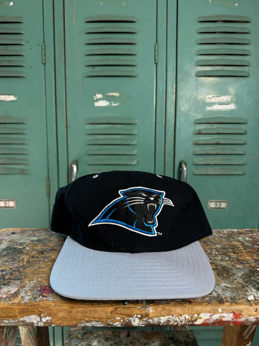 90’s Carolina Panthers Vintage Two Tone Back Spellout New Era NFL Snapback Hat - Deadstock (OSFA)