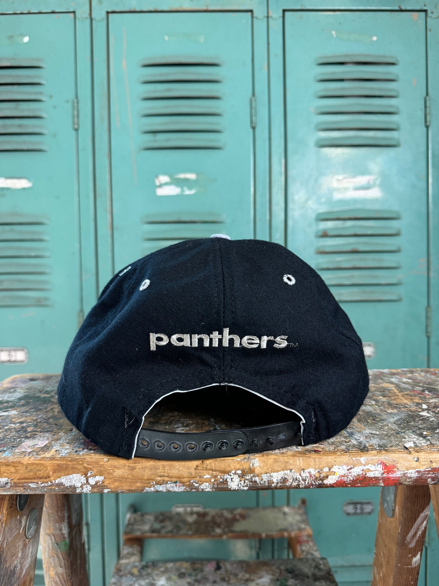 90’s Carolina Panthers Vintage Two Tone Back Spellout New Era NFL Snapback Hat - Deadstock (OSFA)