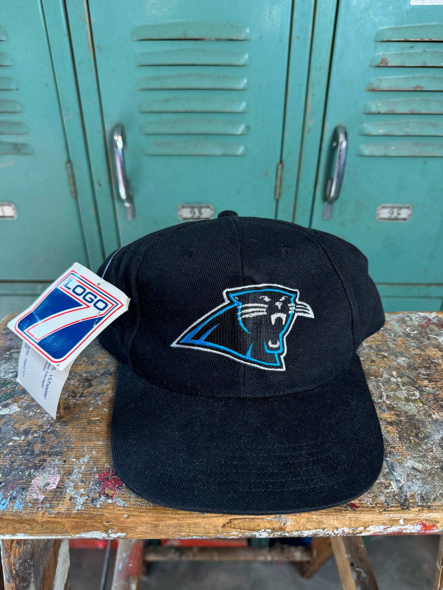 90’s Carolina Panthers Vintage Coca-Cola Logo 7 NFL Strapback Hat - Deadstock (OSFA)