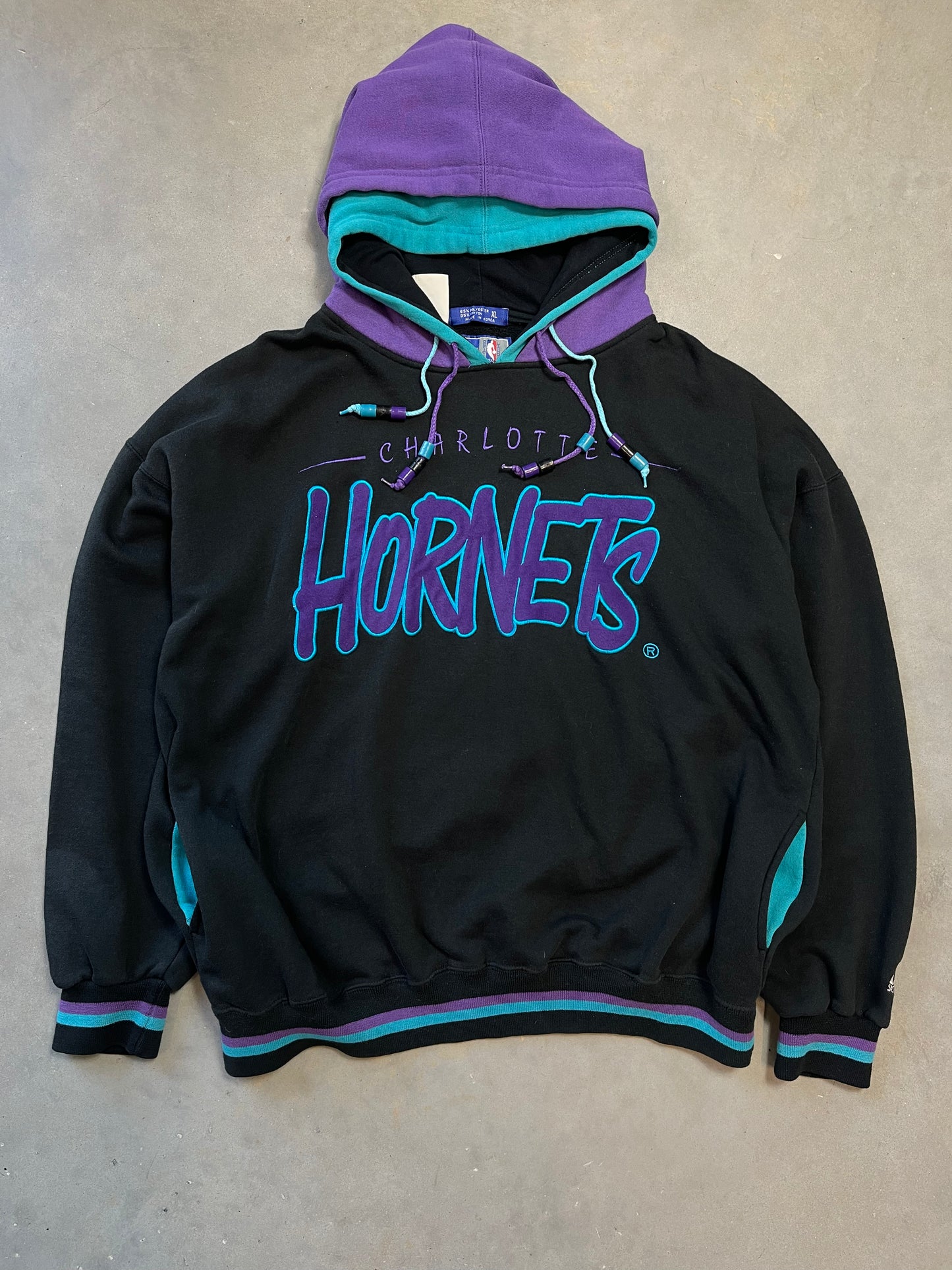 90 s Charlotte Hornets Vintage Starter Double Hood Hoodie XL Locker Room CLT