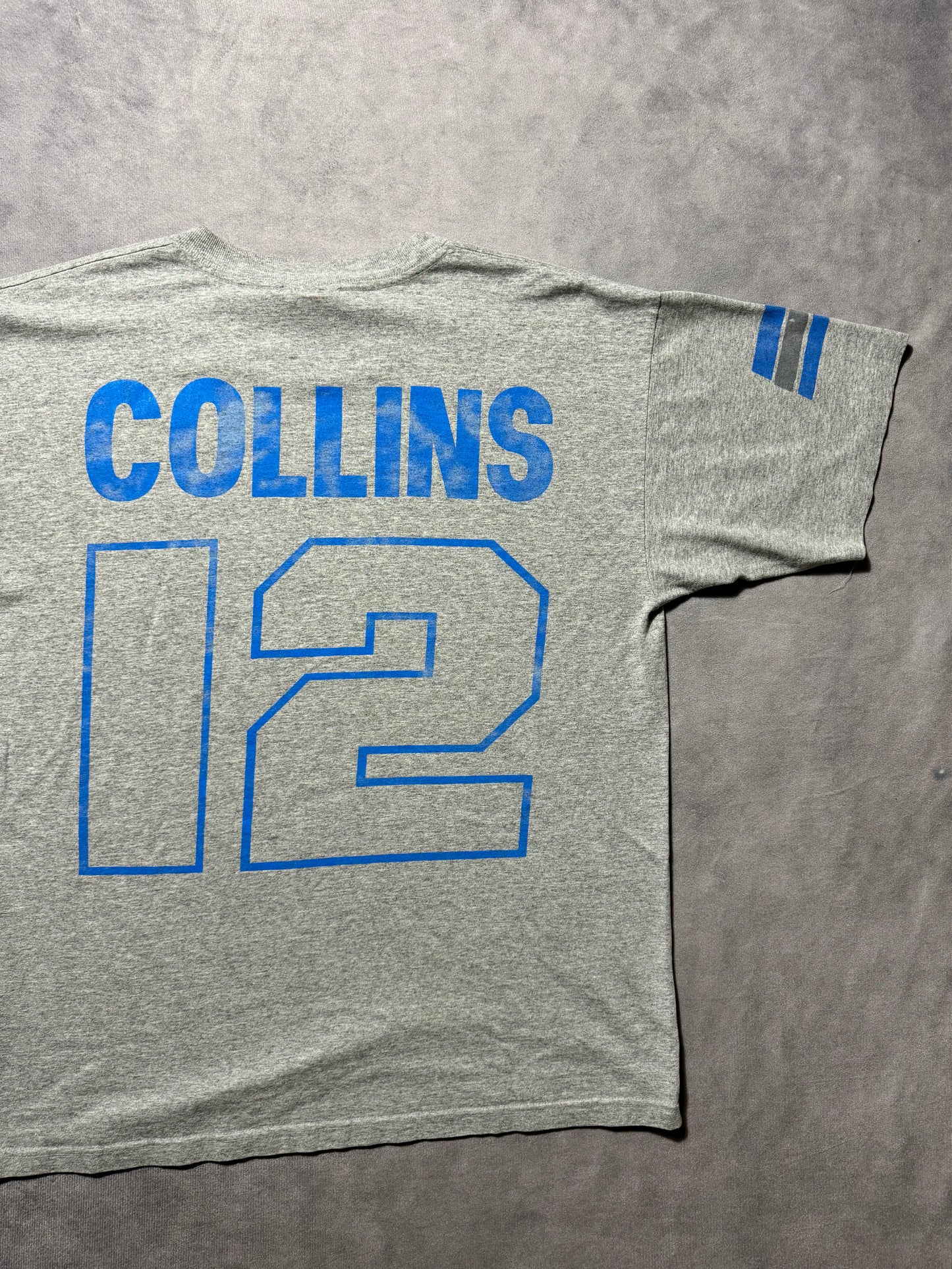 1996 Carolina Panthers Kerry Collins Vintage Grey Ericsson Stadium Big Logo Converse NFL Playoffs Tee (XL)