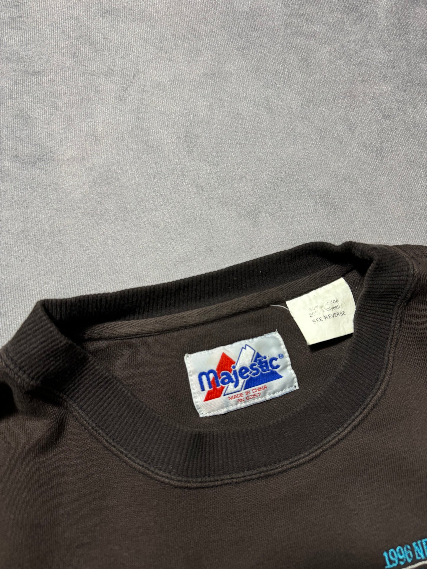 1996 Carolina Panthers Vintage Sun Faded Black Majestic Heavyweight NFC Western Division Champions Embroidered NFL Crewneck (XXL)