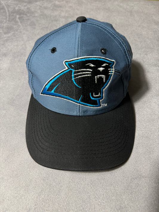 90’s Carolina Panthers Vintage Logo 7 Chambray/Black Big Logo NFL Snapback Hat (OSFA)