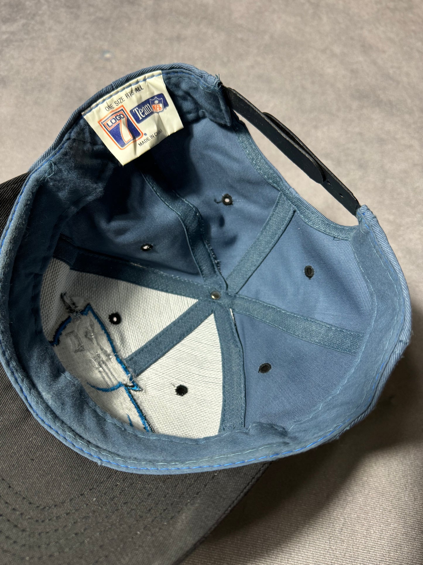 90’s Carolina Panthers Vintage Logo 7 Chambray/Black Big Logo NFL Snapback Hat (OSFA)