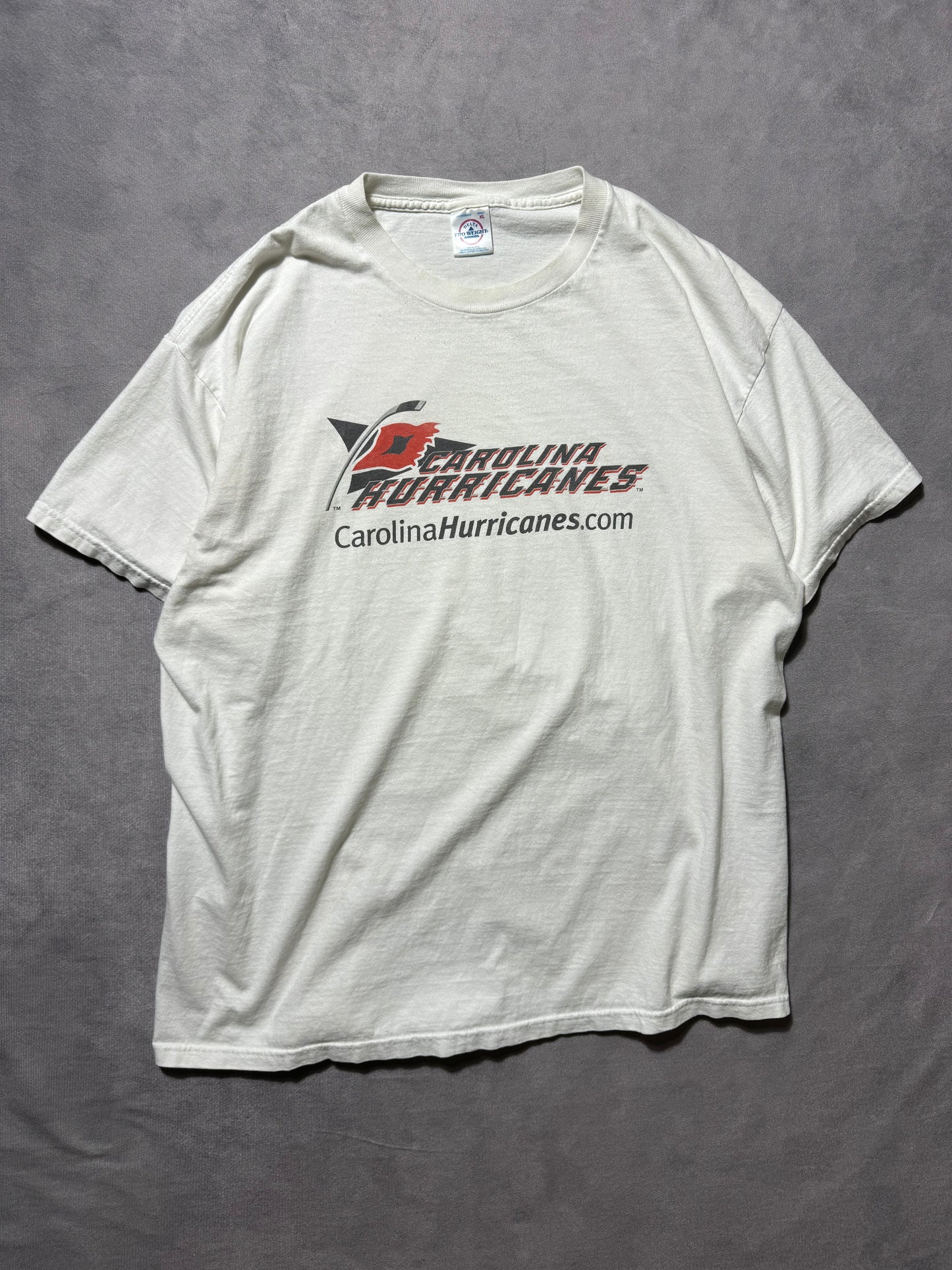 90’s Carolina Hurricanes Vintage White Original Word Mark NHL Hockey Tee (XL)