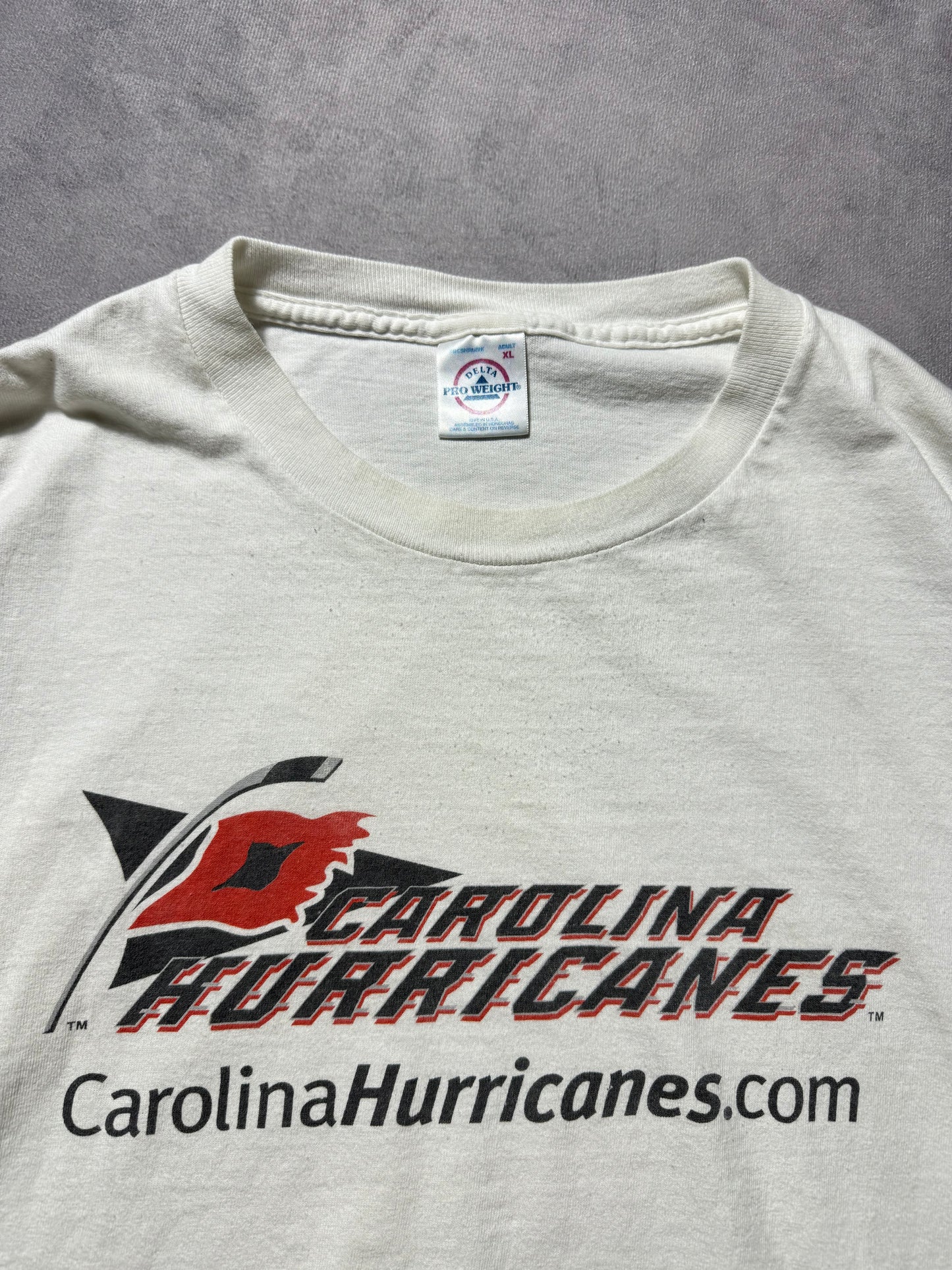 90’s Carolina Hurricanes Vintage White Original Word Mark NHL Hockey Tee (XL)
