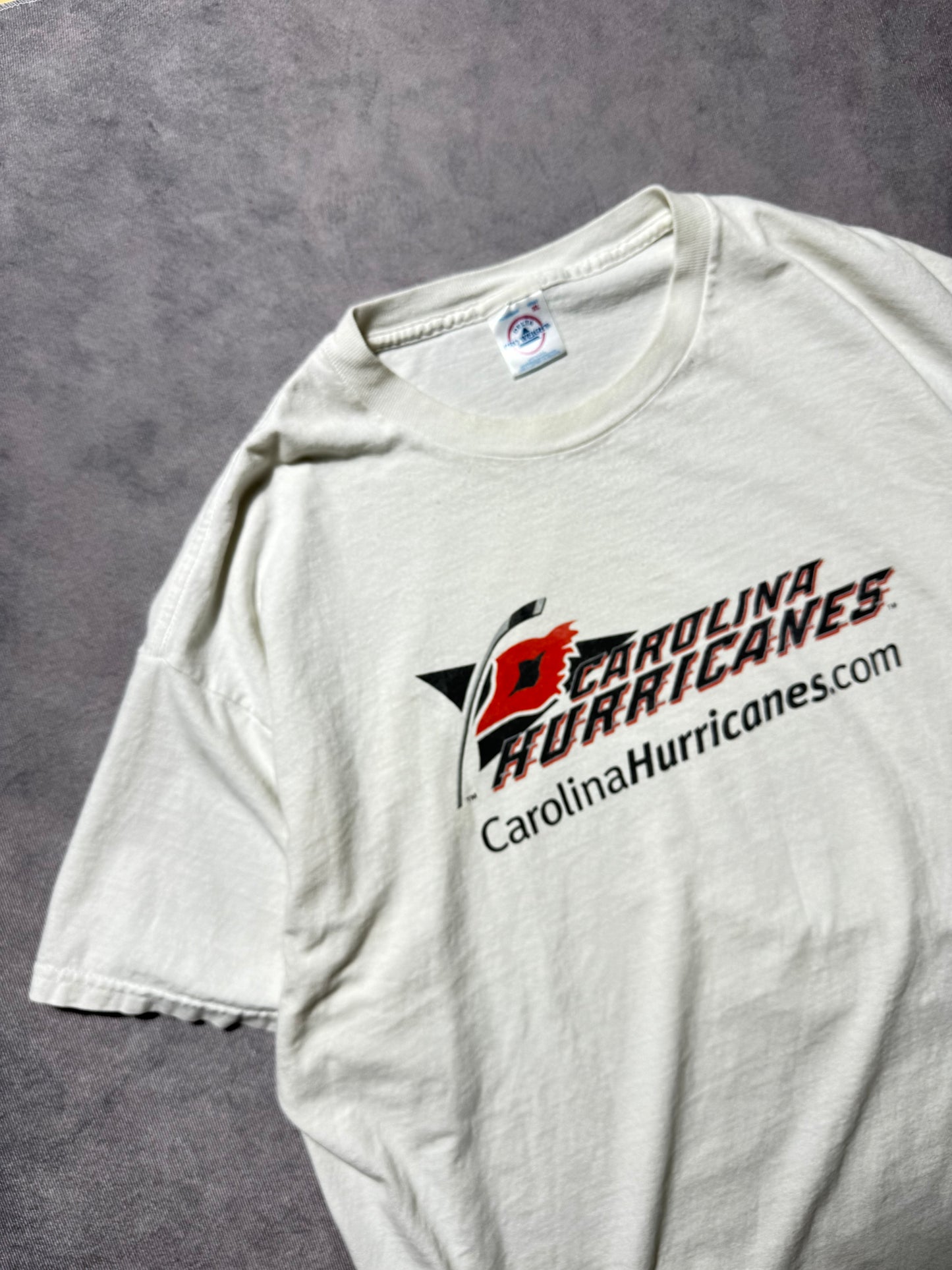 90’s Carolina Hurricanes Vintage White Original Word Mark NHL Hockey Tee (XL)