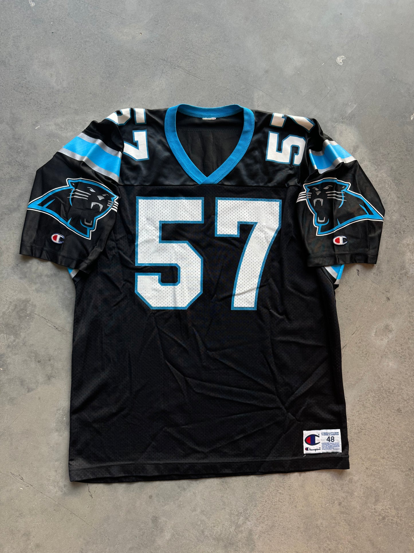 90’s Carolina Panthers Lamar Lathon Vintage Champion Black NFL Jersey (48/XL)