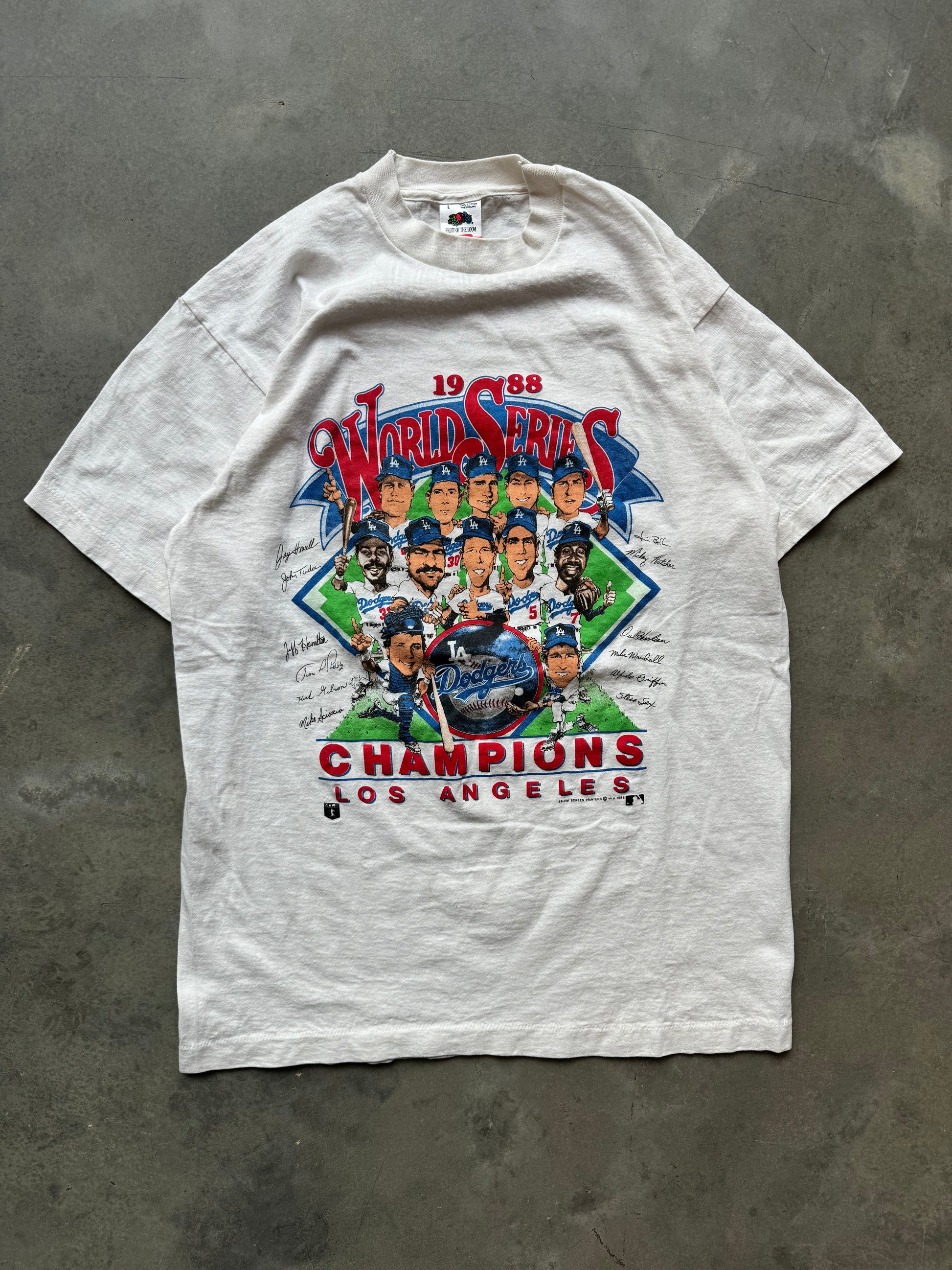 1988 Los Angeles Dodgers World Series Champions Vintage White 1988 Los Angeles Dodgers World Series Champions Vintage White