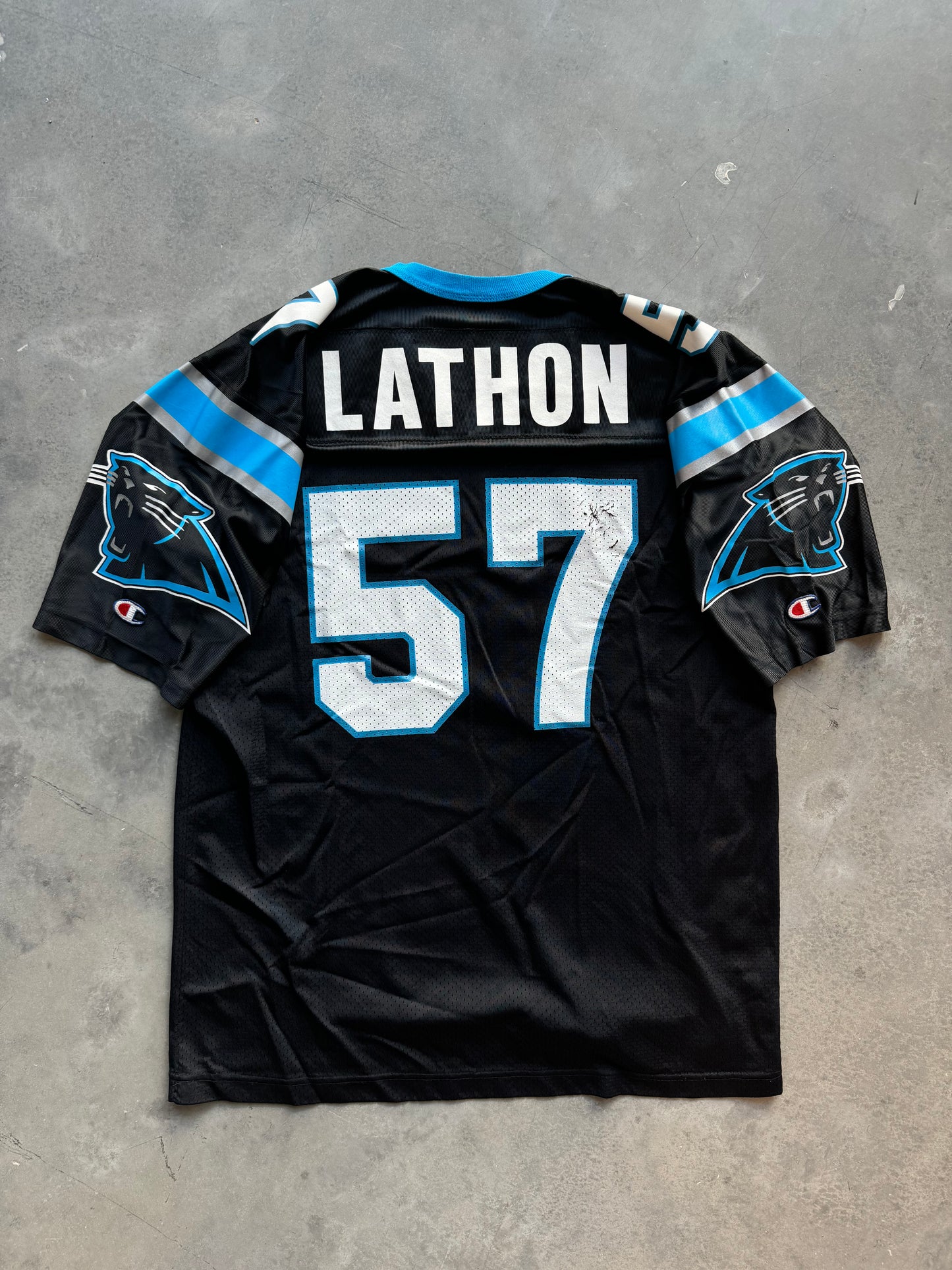 90’s Carolina Panthers Lamar Lathon Vintage Champion Black NFL Jersey (48/XL)