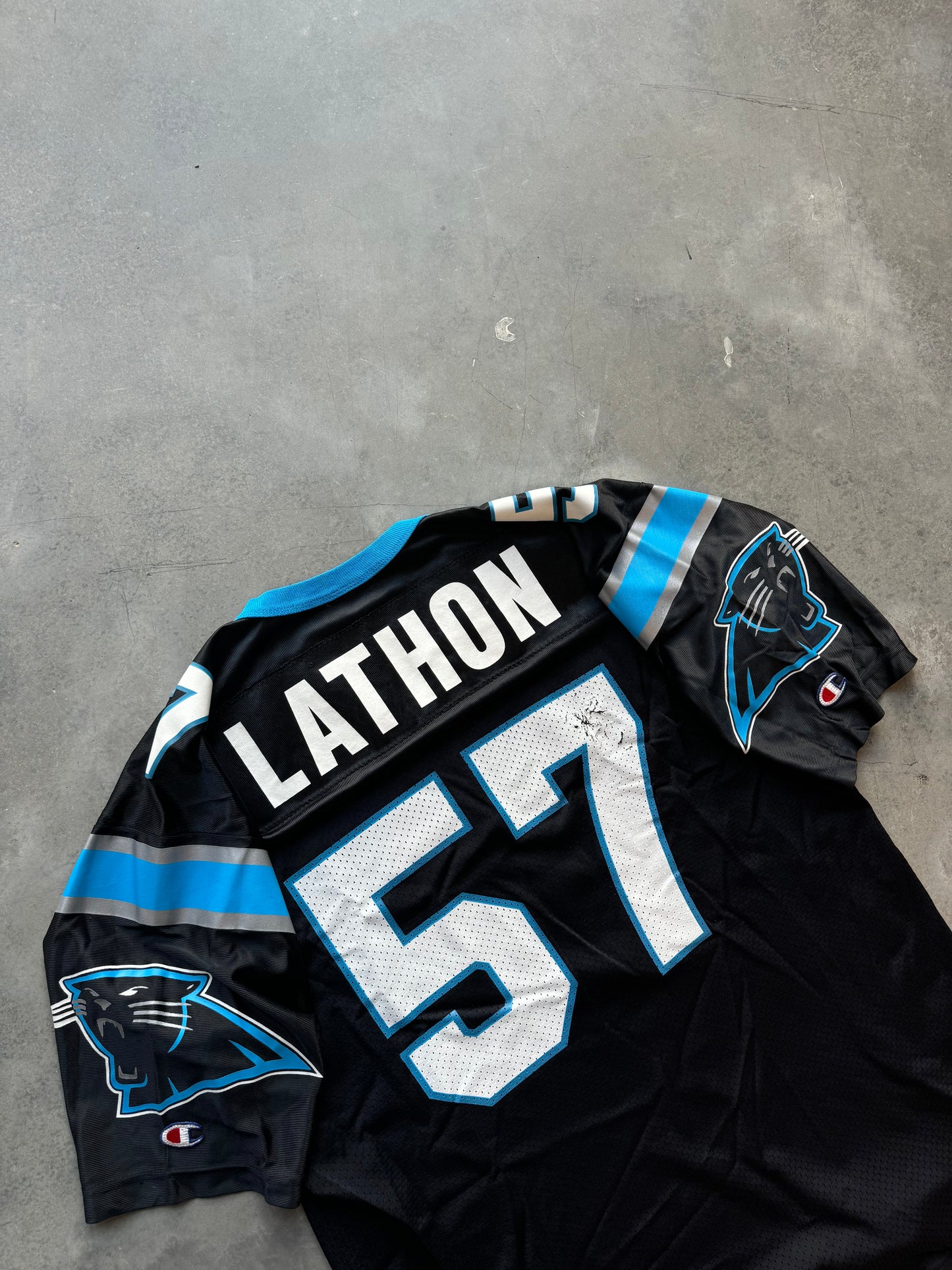 90’s Carolina Panthers Lamar Lathon Vintage Champion Black NFL Jersey (48/XL)