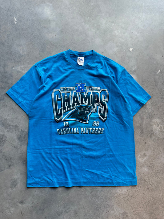 1996 Carolina Panthers Vintage NFC Western Division Champions Electric Blue Pro Player NFL Tee (XL)